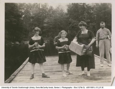 Marjorie, Doris, & Doris's mother on the dock at Silver Island