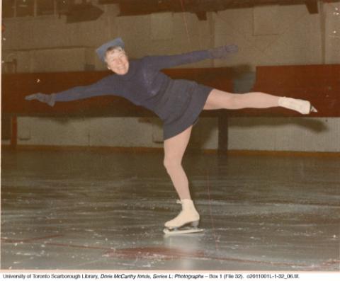 Doris McCarthy skating at indoor rink