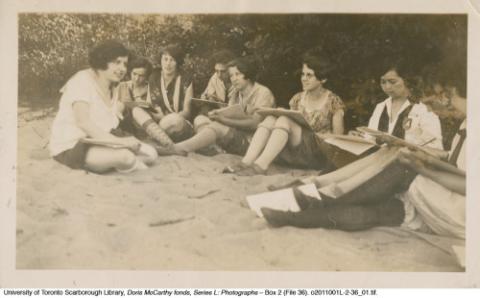 Doris McCarthy at "Canadian Girls in Training" camp at Beausoleil Island