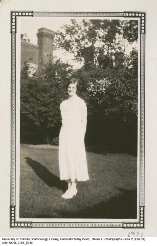 Marjorie Wood standing in the garden
