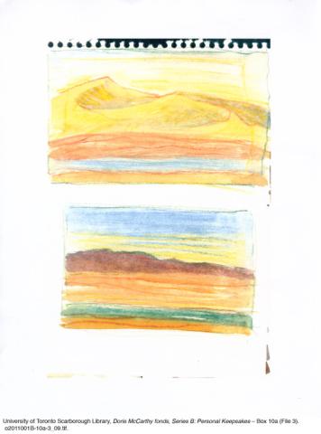 Two sketches of hills in colour