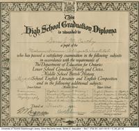 High School Graduation Diploma of Doris McCarthy from Malvern Avenue Collegiate Institute
