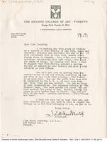 Letter and poem from J.E.F. MacDonald, Principal of Ontario College of Art, to Doris McCarthy